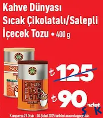 KAHVE DÜNYASI SICAK ÇİKOLATALI/SALEPLİ İÇECEK TOZU 400 G